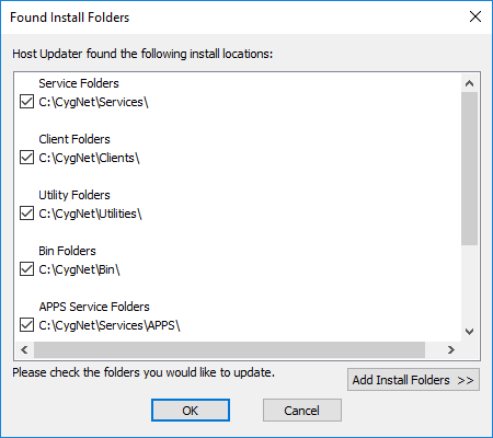 CygNet Host Updater sample dialog box